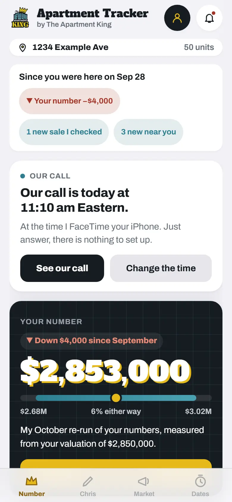 Number stage on a phone, sample building